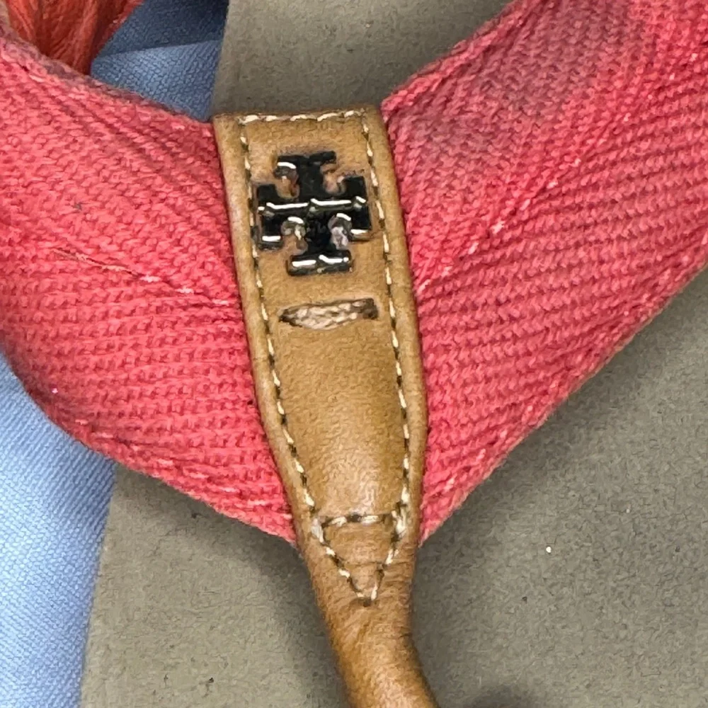 Tory Burch Orange Canvas Flip Flops – Size 8.5